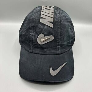 Nike Air Swoosh Hat Men Black Embroidered Washed Strap Back Cap